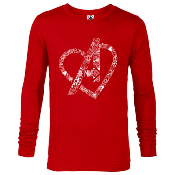 Marvel Avengers Logo Heart Valentine’s Day - Long Sleeve T-Shirt for Men – Customized-New Red