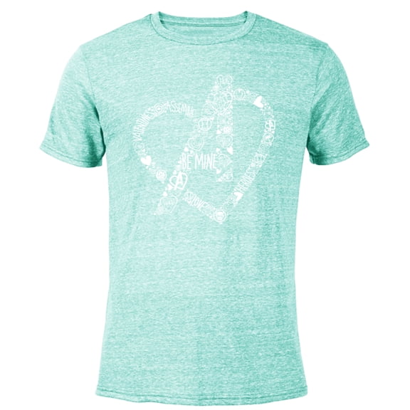 Marvel Avengers Logo Heart Valentine’s Day - Short Sleeve Blended T-Shirt for Adults – Customized-Ocean Blue