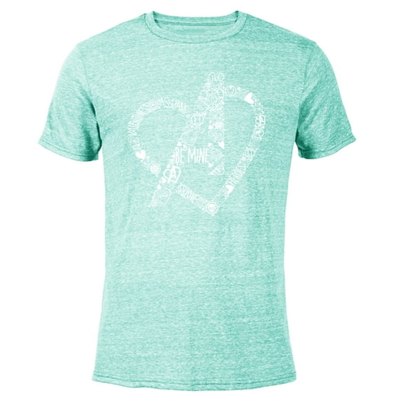 Marvel Avengers Logo Heart Valentine’s Day - Short Sleeve Blended T-Shirt for Adults – Customized-Ocean Blue