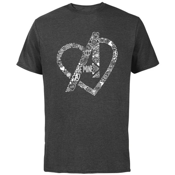 Marvel Avengers Logo Heart Valentine’s Day - Short Sleeve Cotton T-Shirt for Adults - Customized-Charcoal