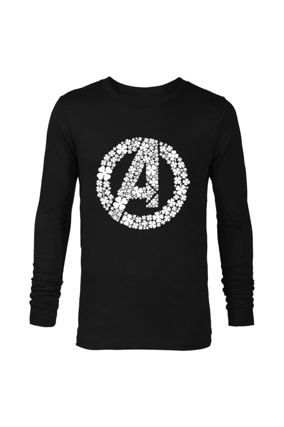 Avengers Logo Lucky Shamrocks St. Patrick’s Day Green - Long Sleeve T-Shirt for Men - Customized-Black