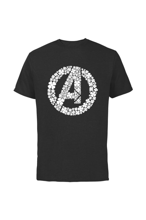 Avengers Logo Lucky Shamrocks St. Patrick’s Day Green - Short Sleeve Cotton T-Shirt for Adults - Customized-Black