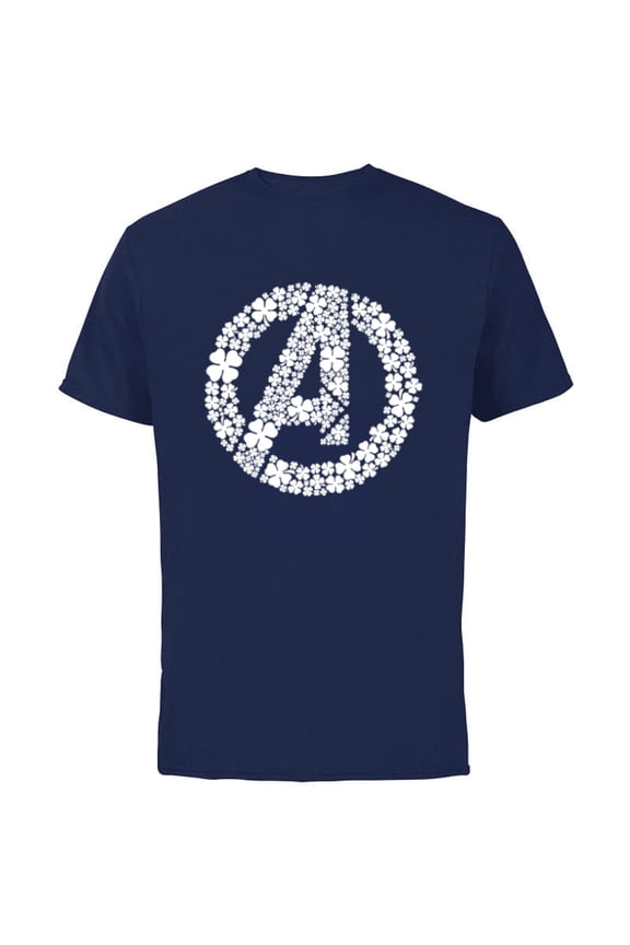 Avengers Logo Lucky Shamrocks St. Patrick’s Day Green - Short Sleeve Cotton T-Shirt for Adults - Customized-Navy
