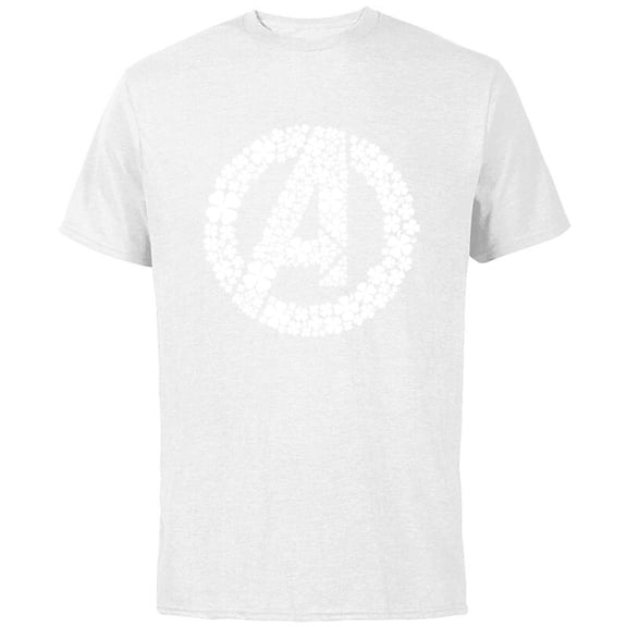 Marvel Avengers Logo Lucky Shamrocks St. Patrick’s Day Green - Short Sleeve Cotton T-Shirt for Adults - Customized-White