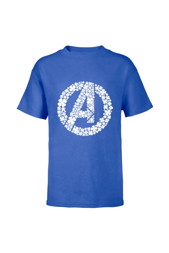 Avengers Logo Lucky Shamrocks St. Patrick’s Day Green - Short Sleeve T-Shirt for Kids - Customized-Royal