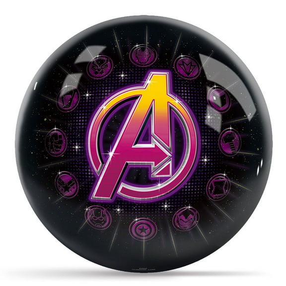 Marvel Avengers Logo with Characters Undrilled Bowling Ball
