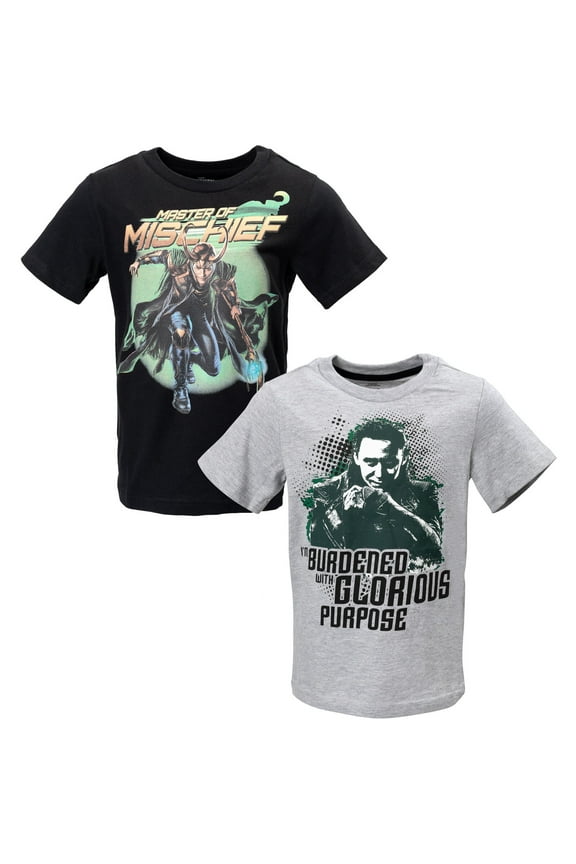 Avengers Loki Big Boys 2 Pack T-Shirts Little Kid to Big Kid