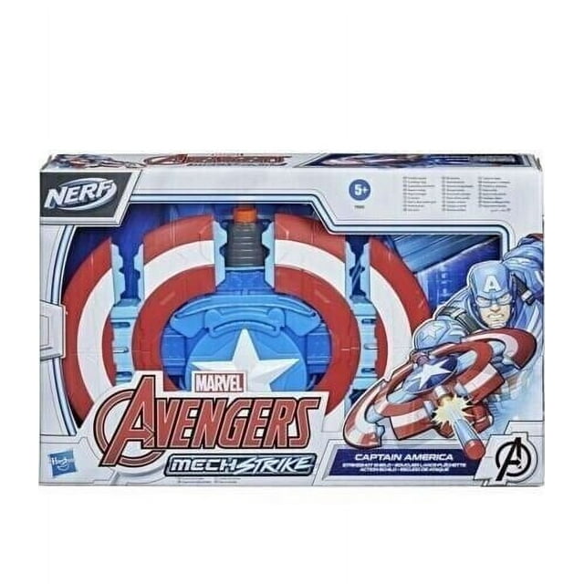 Marvel Avengers: Mech Strike Captain America Shield Kids Toy Action Figure for Boys and Girls with 3 Darts (9”)