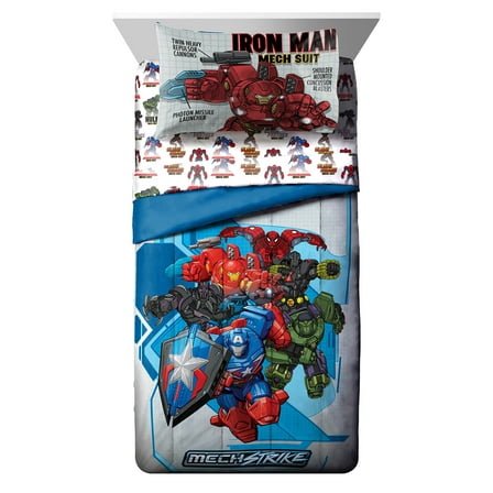 Marvel Avengers Mech Strike Twin Bed Set, 100% Microfiber, Multi-Color