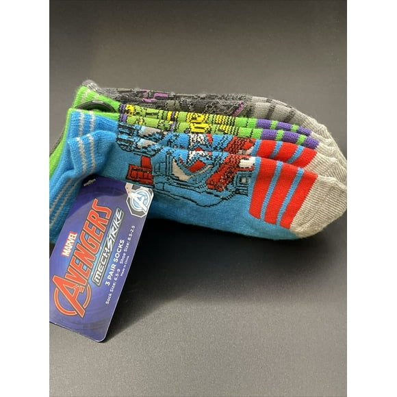Marvel Avengers Mech Strike Youth No Show 3 Pairs of Socks Sz 6.5-9