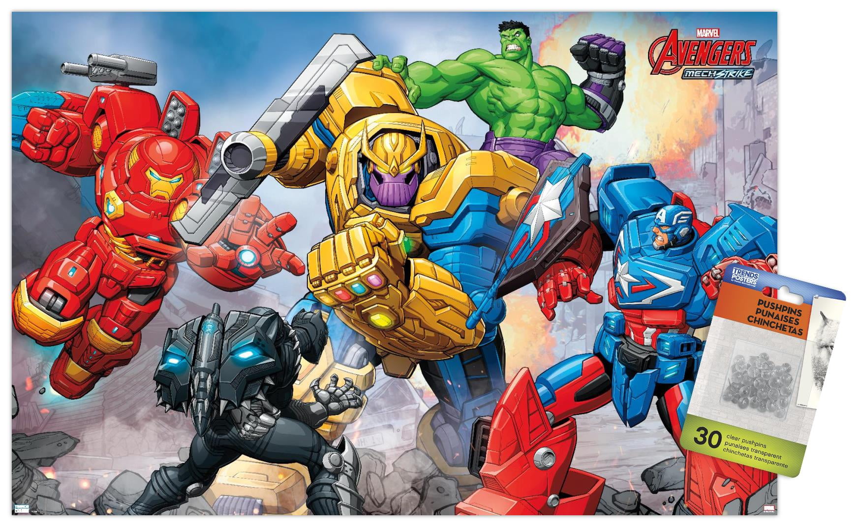 Marvel Avengers: Mechstrike - Battle Wall Poster with Pushpins, 14.725" x 22.375"