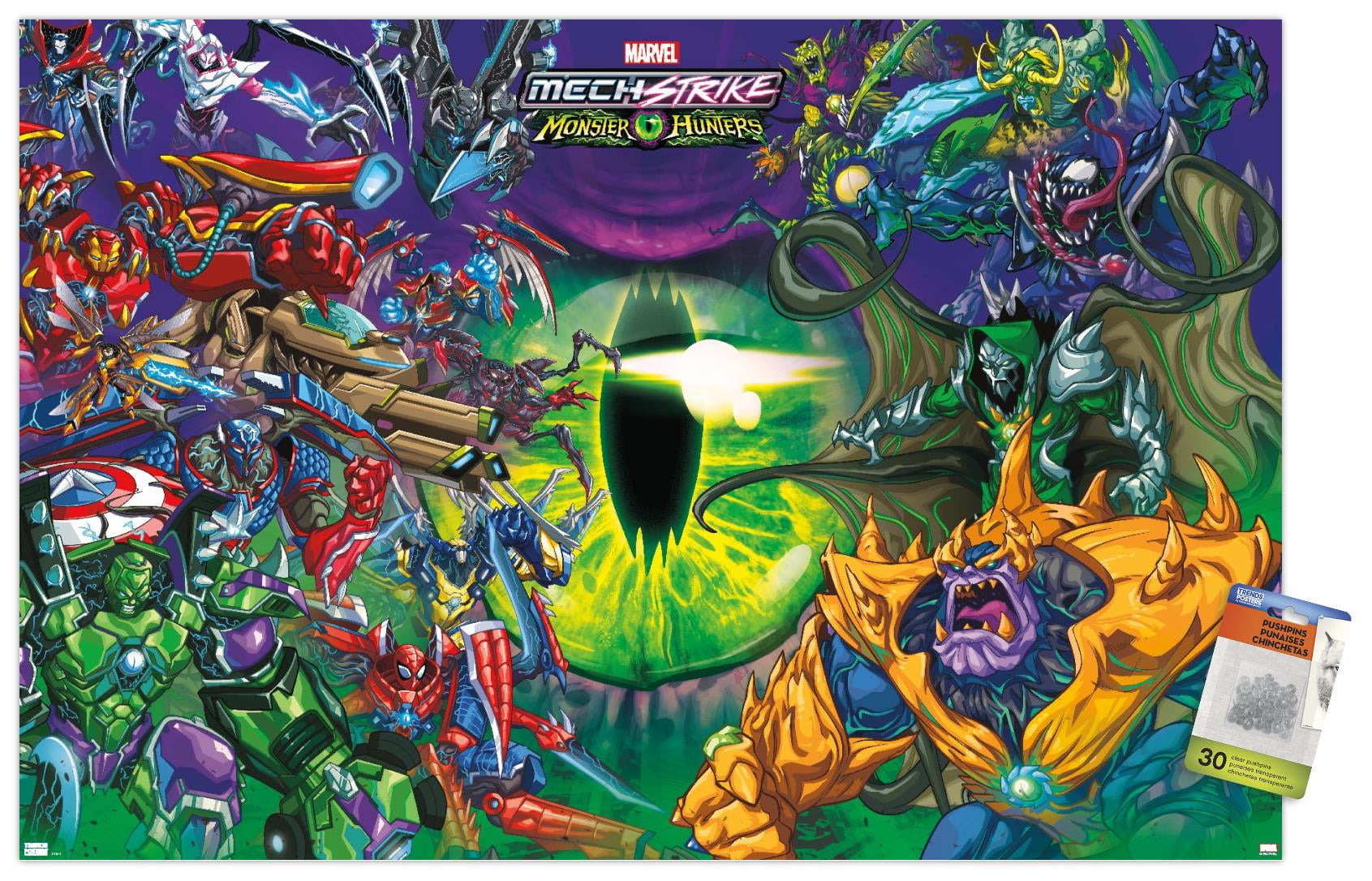 Marvel Avengers: Mechstrike Monster Hunters - Battle Wall Poster with Pushpins, 22.375" x 34"
