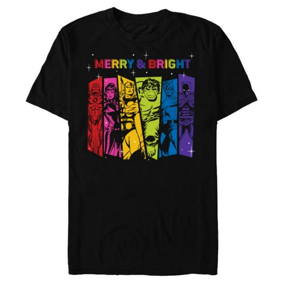 Marvel Avengers Merry & Bright Retro Holiday Christmas - Short Sleeve Blended T-Shirt for Adults - Customized-Black