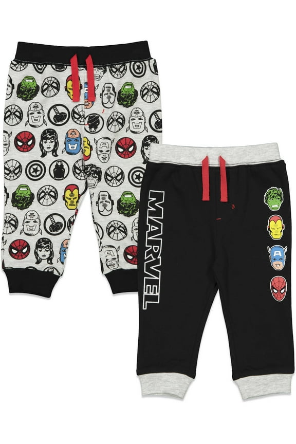 Avengers Newborn Baby Boys 2 Pack Jogger Pants Newborn to Little Kid