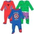 thumbnail image 1 of Marvel Avengers Newborn Baby Boys 3 Pack Zip-Up Long Sleeve Sleep N' Play Coveralls Newborn, 1 of 5