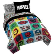 Marvel Avengers Pop 5 Piece Twin Size Bed Set , 100% Microfiber, Multi-Color, Superhero Bedding
