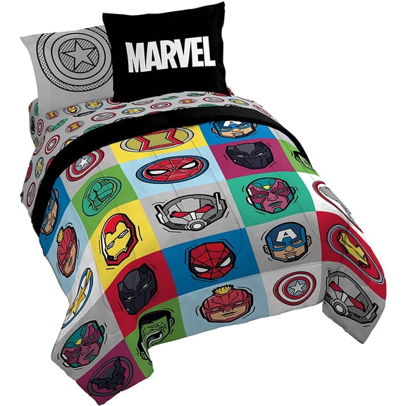 Marvel Avengers Pop 5 Piece Twin Size Kids Bed Set with Sham