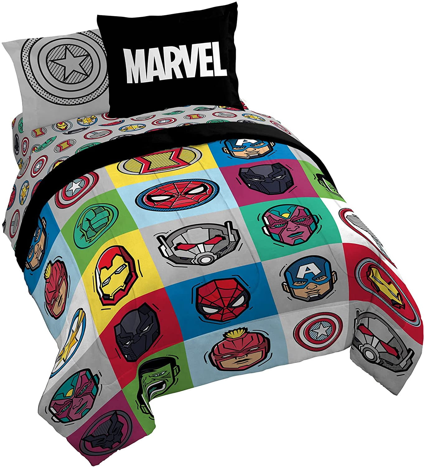 Jay Franco Marvel Comics Avengers 100% Coton Ensemble Lit Simple 3 Pièces – Collection Superhéros Comprend Housse de Couette, Drap & Taie d'Oreiller Jay Franco Marvel Comics Avengers 100% Coton Ensemble Lit Simple 3 Pièces – Collection Superhéros Comprend Housse de Couette, Drap & Taie d'Oreiller