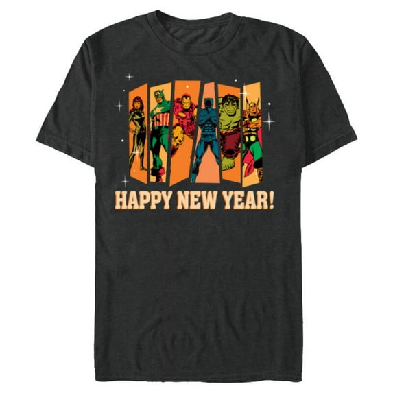 Marvel Avengers Retro Vintage Seventies Comic Happy New Year - Short Sleeve Blended T-Shirt for Adults - Customized-Dark Heather