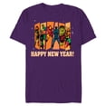 thumbnail image 1 of Marvel Avengers Retro Vintage Seventies Comic Happy New Year - Short Sleeve Blended T-Shirt for Adults - Customized-Purple, 1 of 5