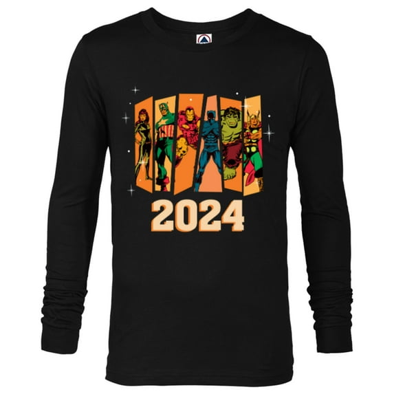 Marvel Avengers Retro Vintage Seventies Comic New Year 2024 - Long Sleeve T-Shirt for Men - Customized-Black