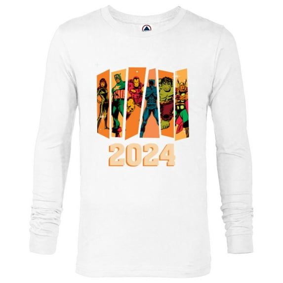 Marvel Avengers Retro Vintage Seventies Comic New Year 2024 - Long Sleeve T-Shirt for Men - Customized-White