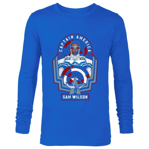 Marvel Avengers Sam Wilson Captain America Badge - Long Sleeve T-Shirt for Men - Customized-Royal