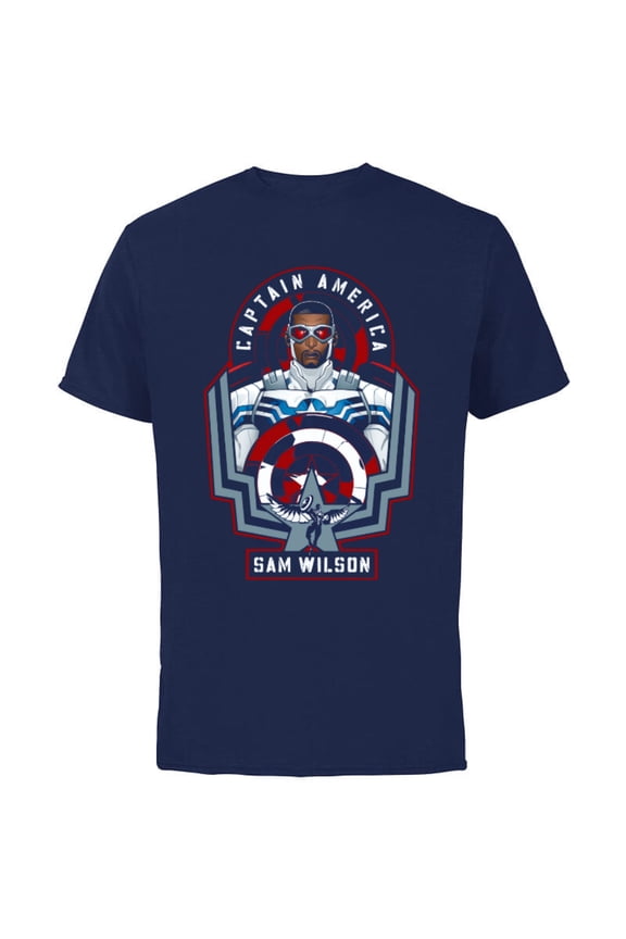 Avengers Sam Wilson Captain America Badge - Short Sleeve Cotton T-Shirt for Adults - Customized-Navy