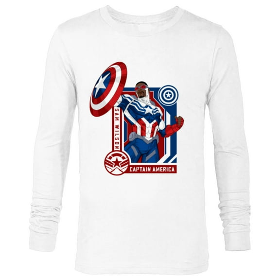 Marvel Avengers Sam Wilson Captain America Hero - Long Sleeve T-Shirt for Men - Customized-White