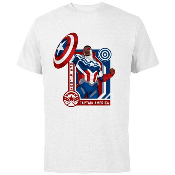 Marvel Avengers Sam Wilson Captain America Hero - Short Sleeve Cotton T-Shirt for Adults - Customized-White