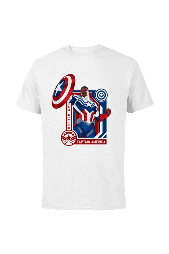 Avengers Sam Wilson Captain America Hero - Short Sleeve Cotton T-Shirt for Adults - Customized-White