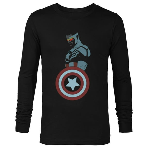 Marvel Avengers Sam Wilson Captain America Portrait - Long Sleeve T-Shirt for Men - Customized-Black