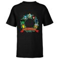 thumbnail image 1 of Marvel Avengers Santa’s Super Helpers Faces Retro Holiday - Short Sleeve T-Shirt for Kids - Customized-Black, 1 of 5