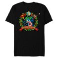 thumbnail image 1 of Marvel Avengers Santa’s Super Helpers Wreath Retro Holiday - Short Sleeve Blended T-Shirt for Adults - Customized-Black, 1 of 5