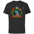 thumbnail image 1 of Marvel Avengers Santa’s Super Helpers Wreath Retro Holiday - Short Sleeve Cotton T-Shirt for Adults - Customized-Black, 1 of 5