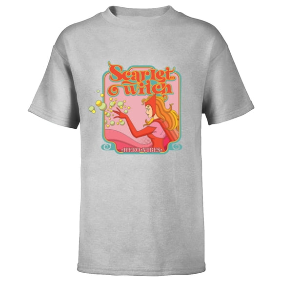 Marvel Avengers Scarlet Witch Wanda Hero Vibes Comic Retro - Short Sleeve T-Shirt for Kids - Customized-Athletic Heather