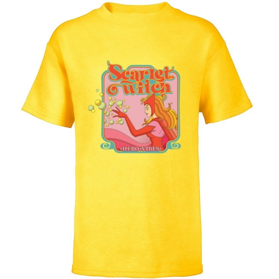 Marvel Avengers Scarlet Witch Wanda Hero Vibes Comic Retro - Short Sleeve T-Shirt for Kids - Customized-Yellow