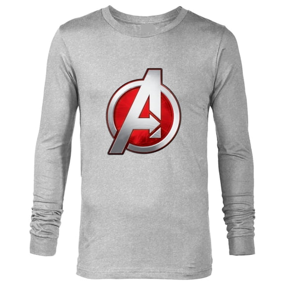 Marvel Avengers Silver and Red Logo - Long Sleeve T-Shirt for Men - Customized-Athletic Heather