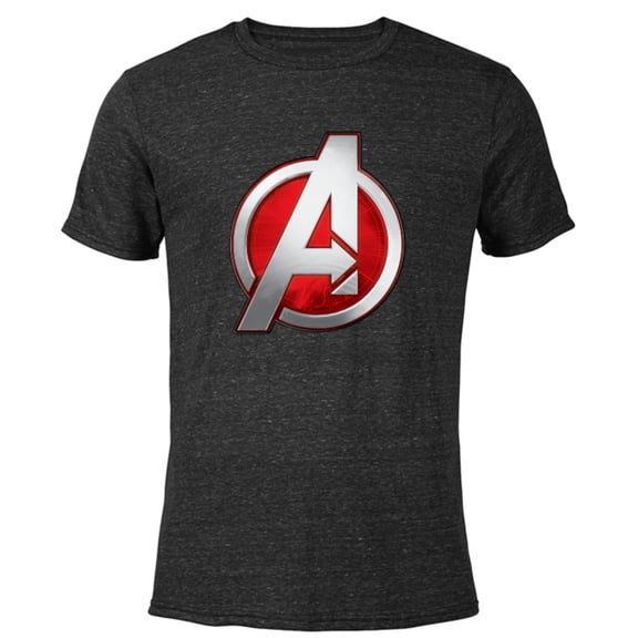 Marvel Avengers Silver and Red Logo - Short Sleeve Blended T-Shirt for Adults - Customized-Black