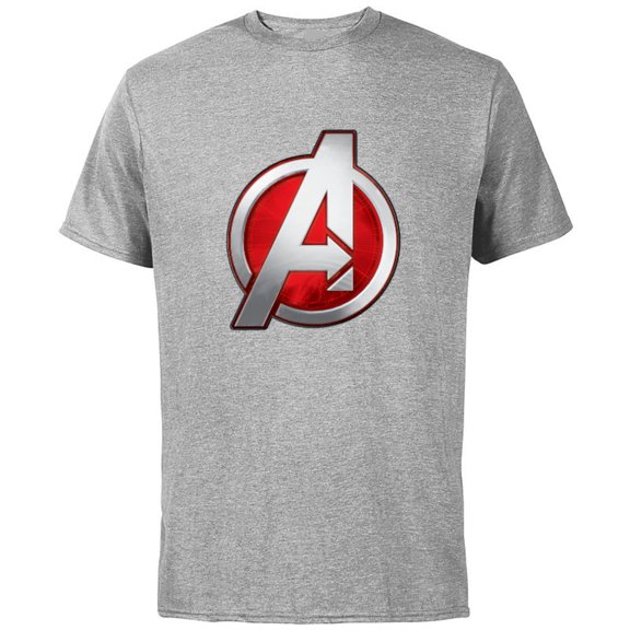 Marvel Avengers Silver and Red Logo - Short Sleeve Cotton T-Shirt for Adults - Customized-Athletic Heather