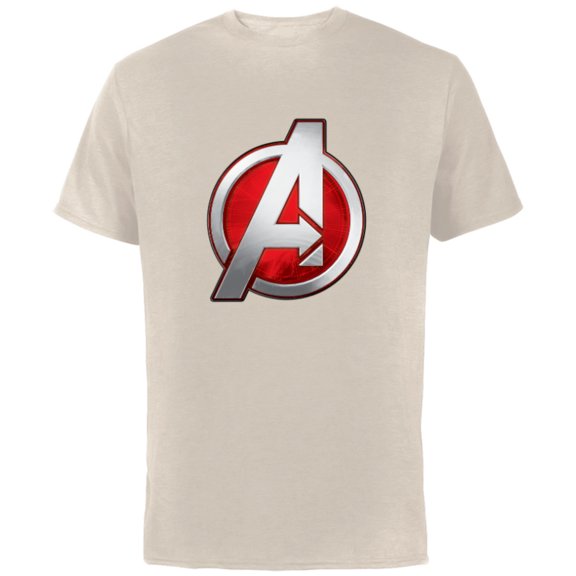 Marvel Avengers Silver and Red Logo - Short Sleeve Cotton T-Shirt for Adults - Customized-Natural