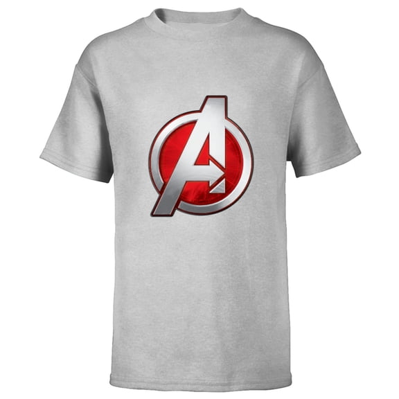 Marvel Avengers Silver and Red Logo - Short Sleeve T-Shirt for Kids - Customized-Athletic Heather