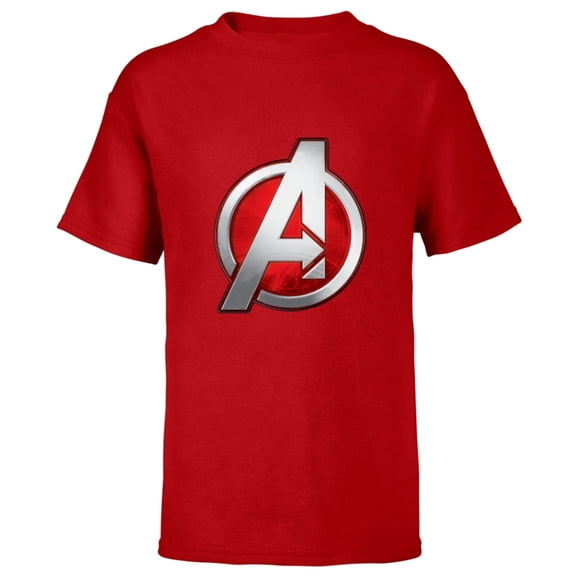Marvel Avengers Silver and Red Logo - Short Sleeve T-Shirt for Kids - Customized-Red
