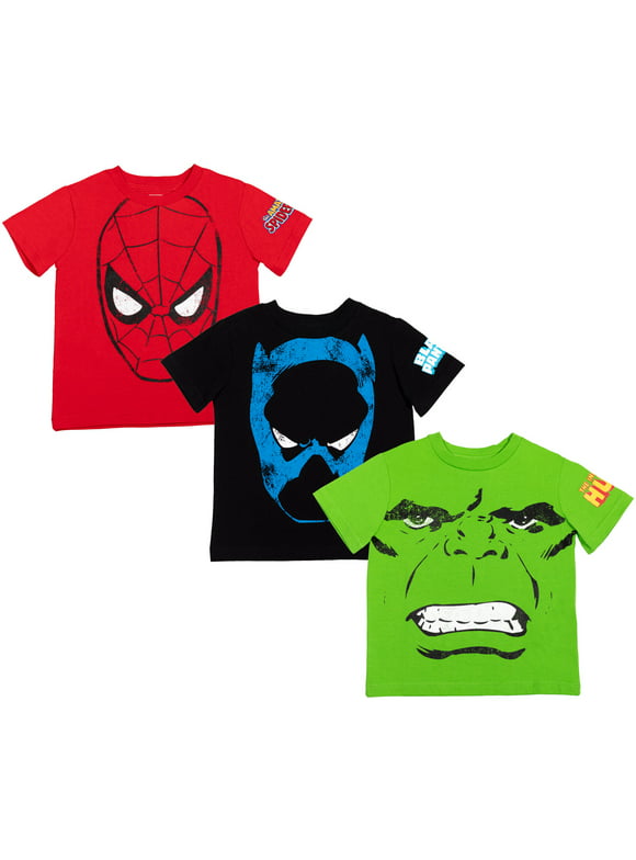 Marvel Avengers Spider-Man Black Panther Hulk Big Boys 3 Pack T-Shirts Toddler to Big Kid
