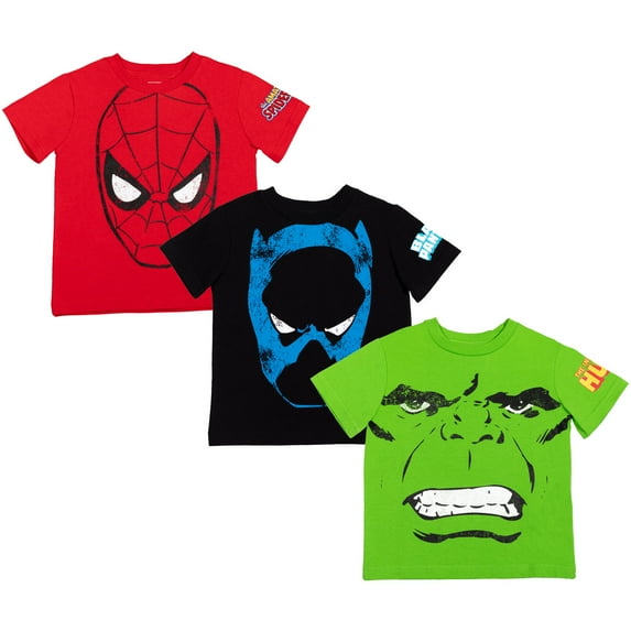 Marvel Avengers Spider-Man Black Panther Hulk Little Boys 3 Pack T-Shirts Toddler to Big Kid