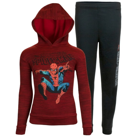 Marvel Avengers Spider-Man Black Panther Miles Morales Boys 2-Piece Fleece Sets, Fleece Hoodie and Pants Bundle Set for Boys
