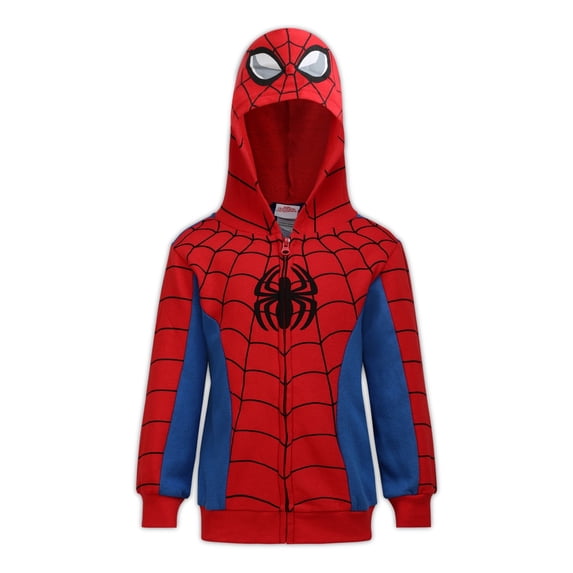 Marvel Avengers Spider-Man Boys Zip-Up Hoodie for Toddlers and Big Kids – Blue/Red/White