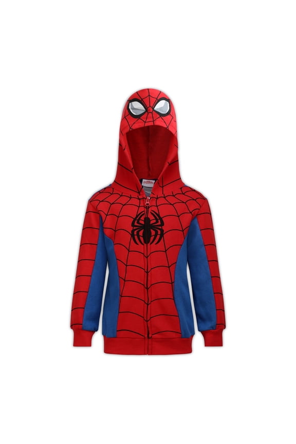 Avengers Spider-Man Boys Zip-Up Hoodie for Toddlers and Big Kids – Blue/Red/White