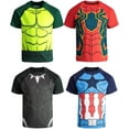 thumbnail image 1 of Marvel Avengers Spider-Man Captain America Black Panther Little Boys 4 Pack Cosplay Athletic T-Shirts, 1 of 5