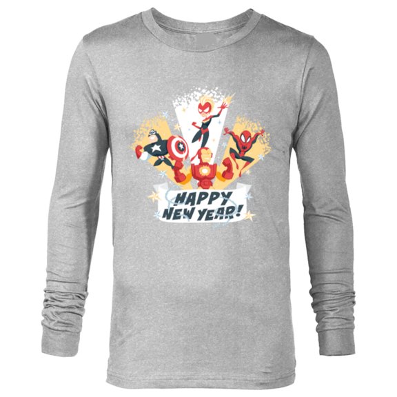 Marvel Avengers & Spider-Man Happy New Year Super Hero Style - Long Sleeve T-Shirt for Men - Customized-Athletic Heather